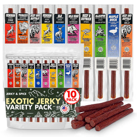 Jerky-n-Spice wild game sticks 10-pack—bold, savory flavors for on-the-go snacking