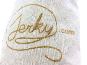 Jerky.com canvas gift bag showcases easy gifting and reuse.