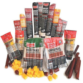 Jerky.com meat and cheese sampler with beef sticks for on-the-go protein
