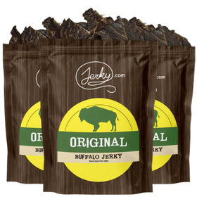 Jerky.com Original Buffalo Jerky 3-Pack for on-the-go protein and bold flavor.