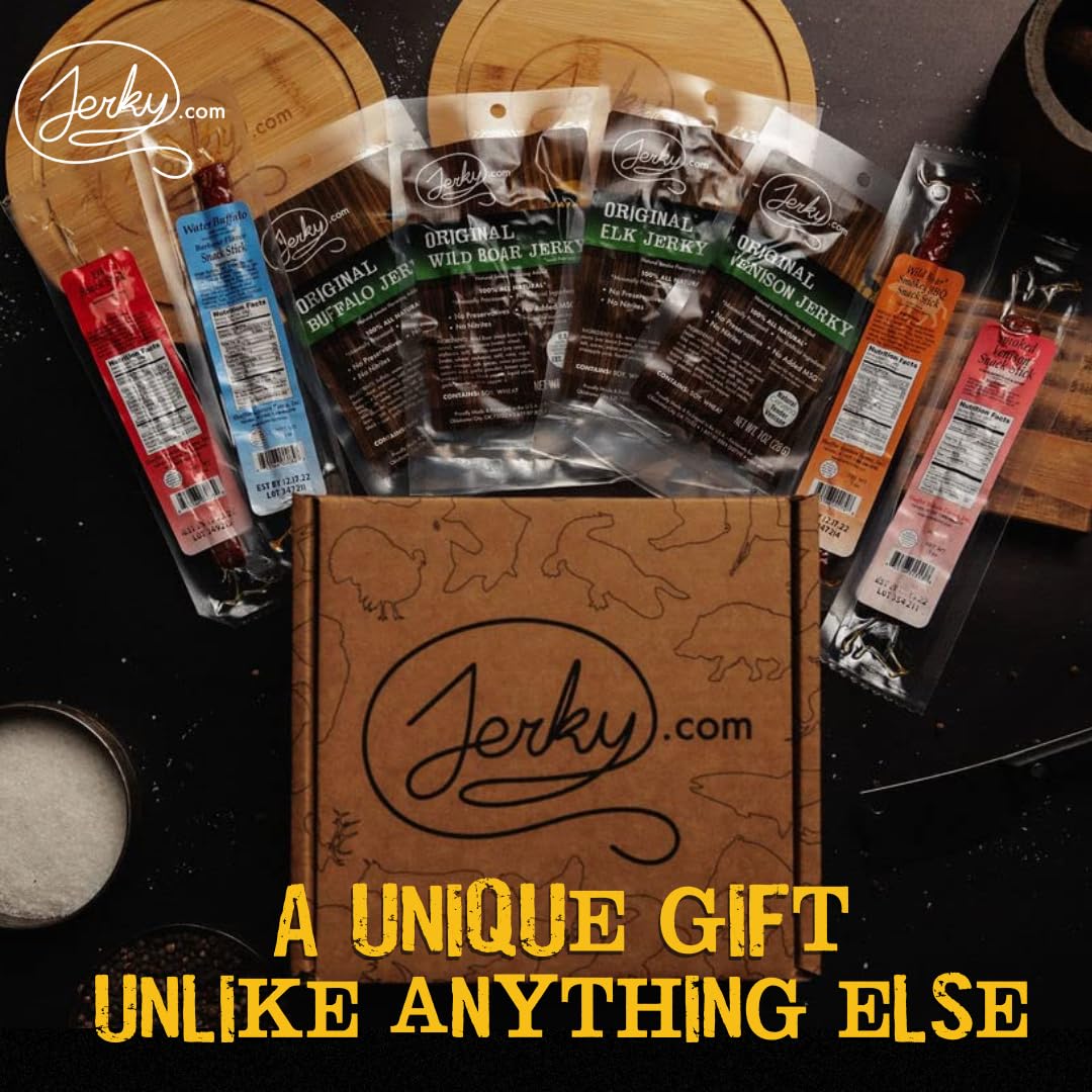 Jerky.com Wild boar jerky portion ideal for adventurous snacking.