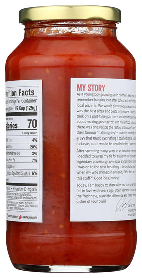 Jersey Italian Gravy bottle pour showing rich texture for ready sauces