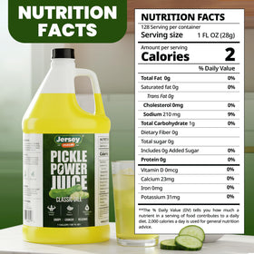 Jersey Pickles one gallon jug demonstrates shareable family size.