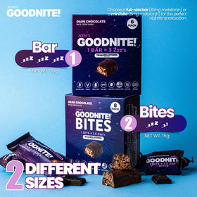 Ingredients list showing melatonin and L-Theanine in GOODNITE bar.