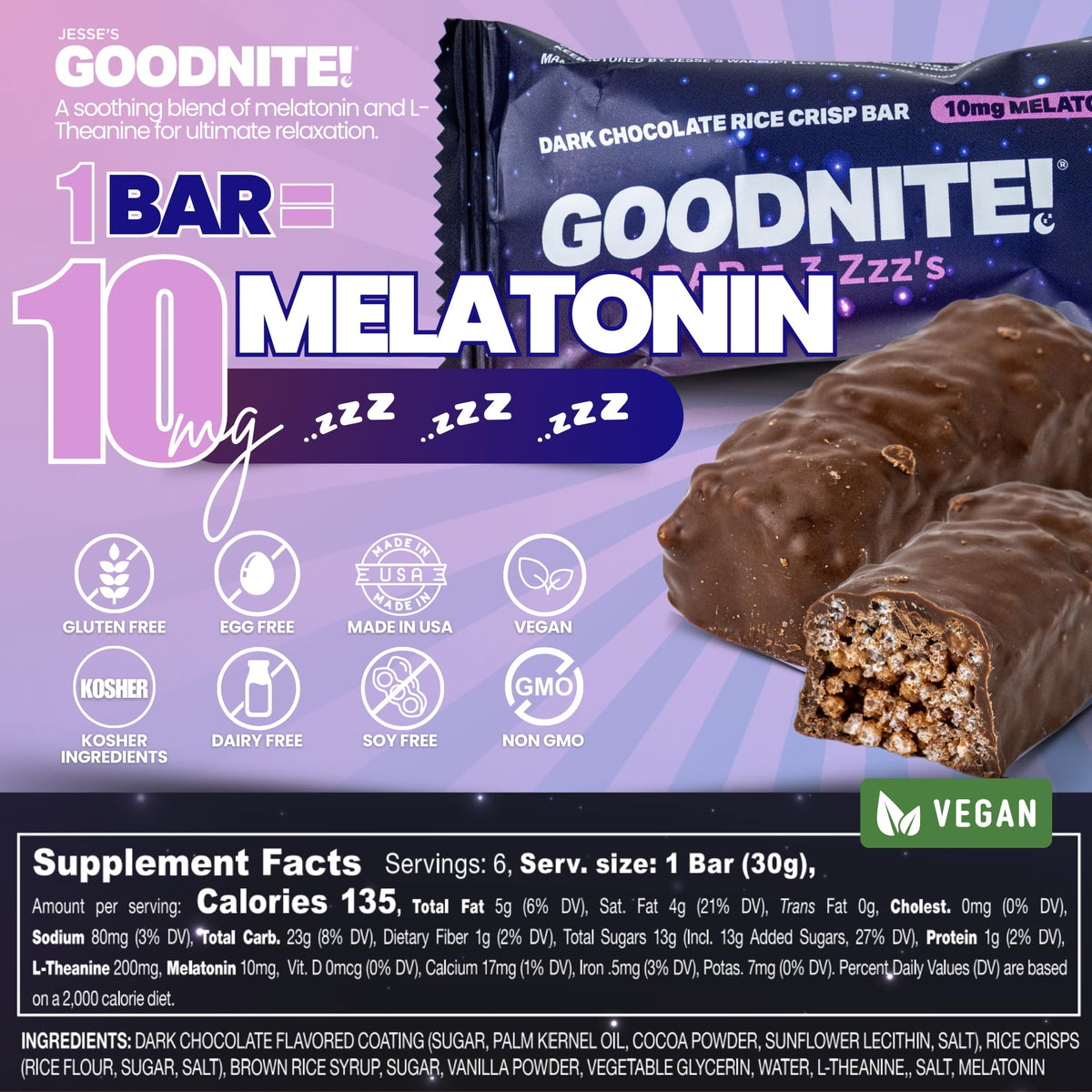 Jesse's WakeUP! GOODNITE vegan gluten-free badge on packaging.