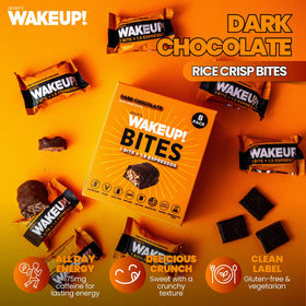 WAKEUP! bar closeup showing crunchy texture and chocolate coating