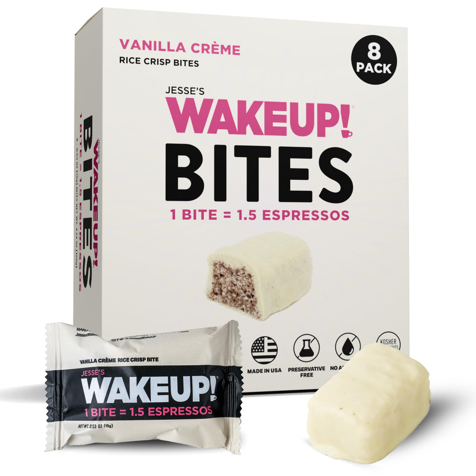 Jesse's WakeUP! vanilla creme bite close-up showing creamy texture and energy lift.