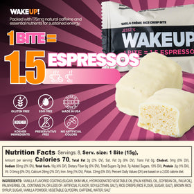 Jesse's WakeUP! bite vanilla creme texture with crispy rice crunch.