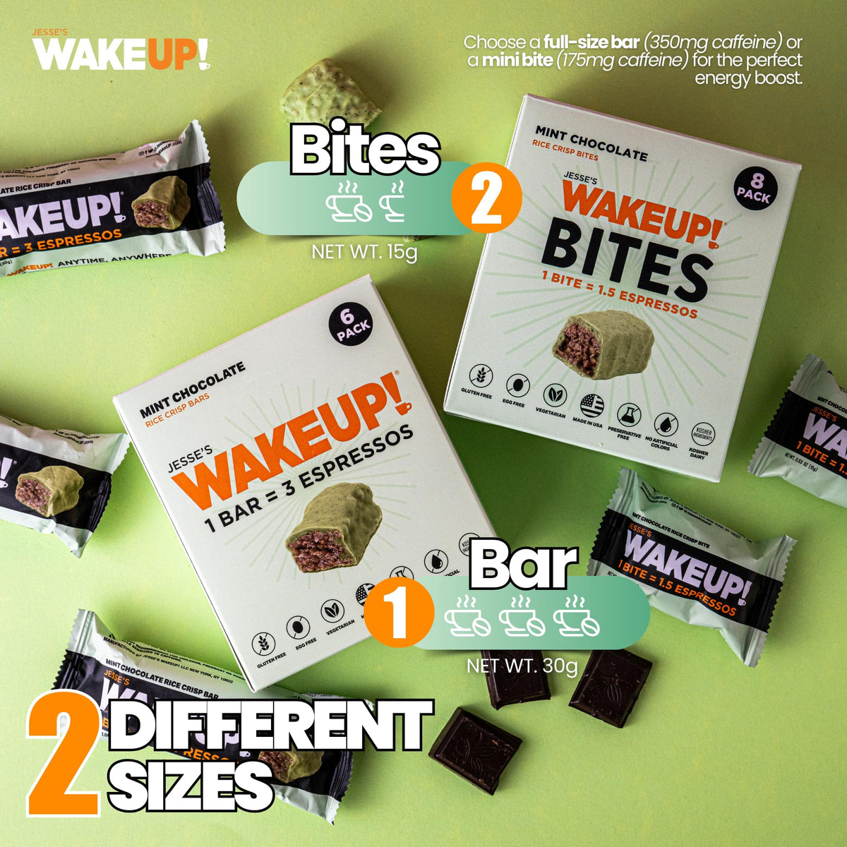 WakeUP label highlights gluten-free and kosher ingredients
