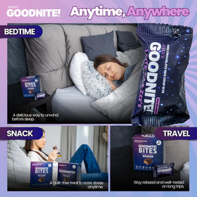 GoodNite Sleep Bites bite between fingers highlights rich chocolate