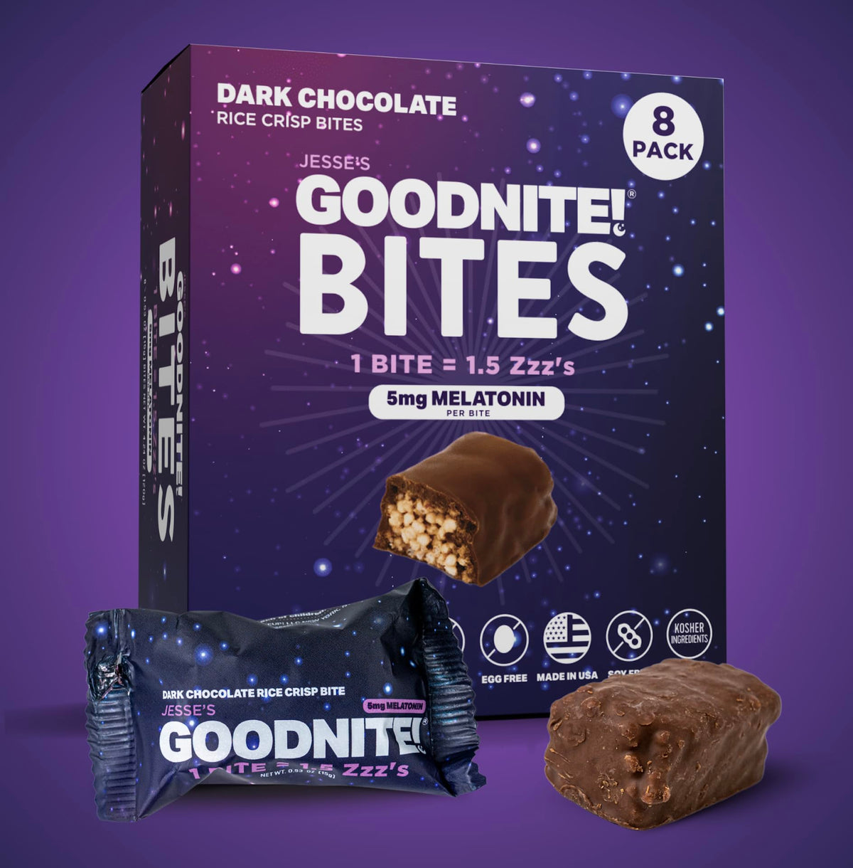 GoodNite Sleep Bites texture and portioning shown in half