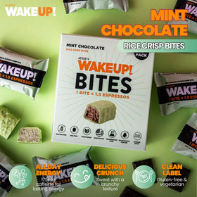 Close-up of WakeUP mint chocolate bite texture for focus