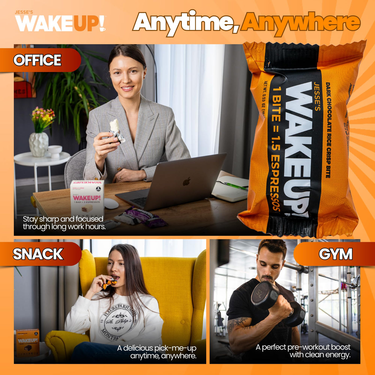 WAKEUP! eight individually wrapped bars in pack