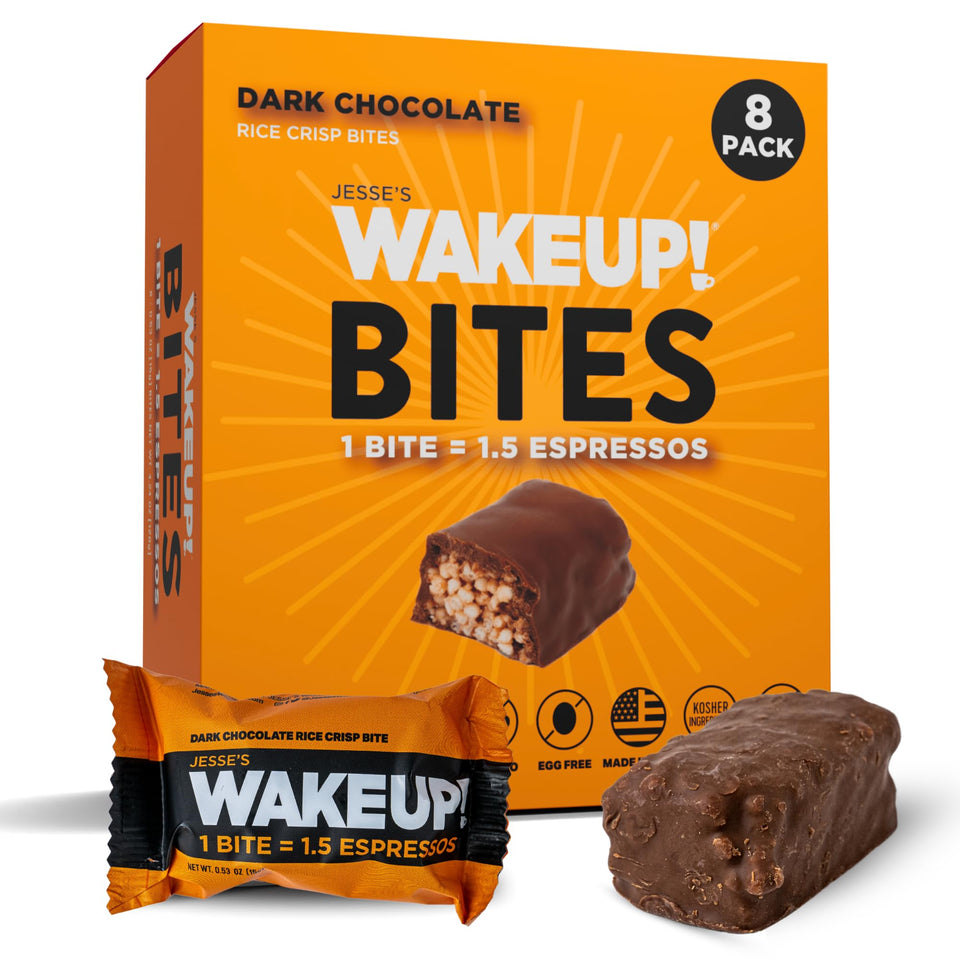 WAKEUP! dark chocolate rice crisp bar 8-pack for study sessions