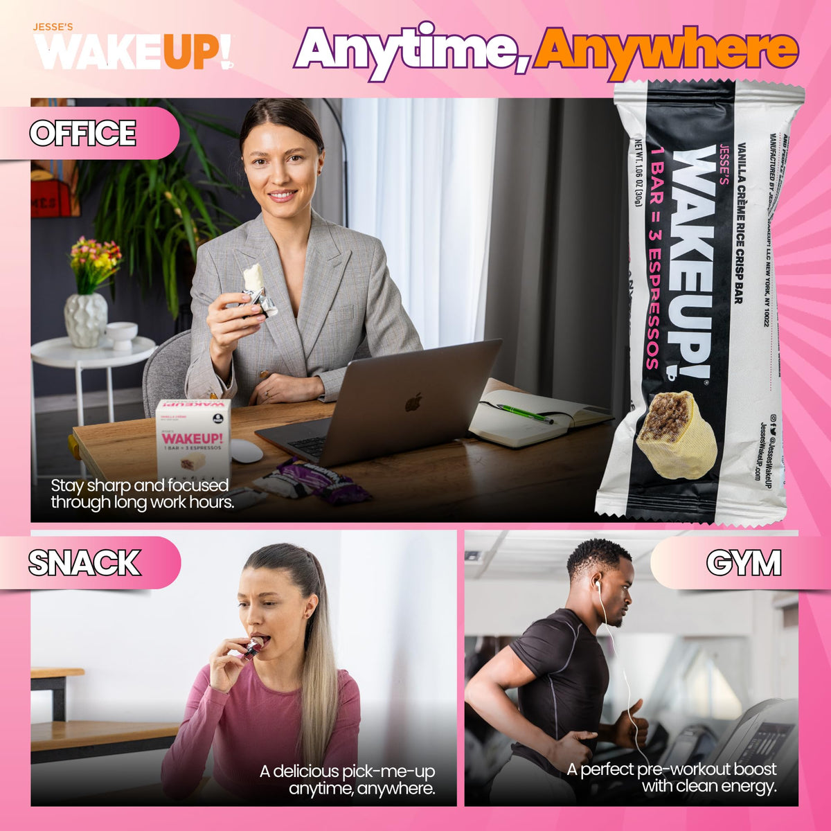 Jesse's WakeUP Vanilla Creme bar as a breakfast/snack option