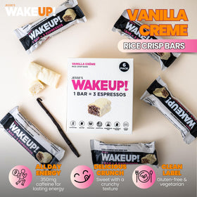 Close-up of Jesse's WakeUP Vanilla Creme bar showing cream texture