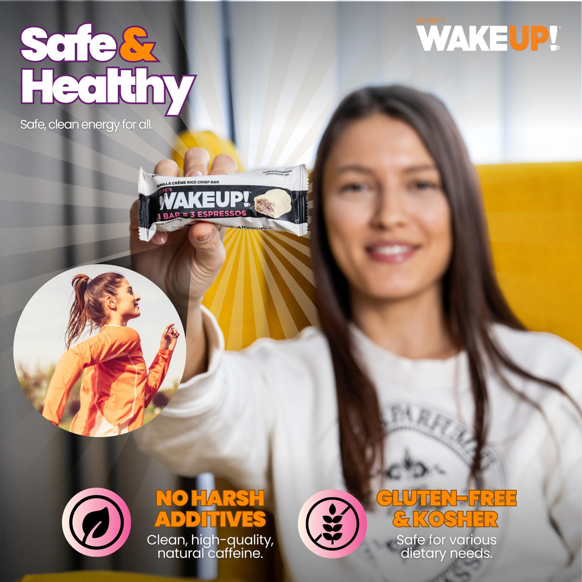 Jesse's WakeUP bar in gym bag ready for training energy