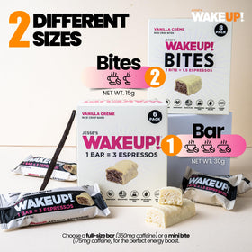 Jesse's WakeUP Vanilla Creme bar travel-ready for trips