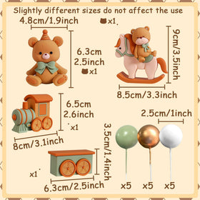 JeVenis Sage Green Bear topper with train decoration enhances presentation