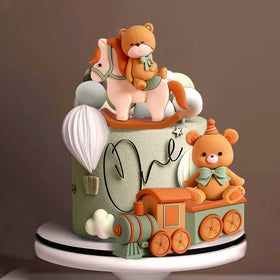 JeVenis Sage Green Bear decorations create a playful centerpiece