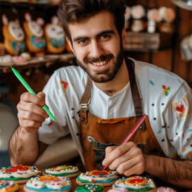 Jewem decorated cookies showcase bold marker results on white icing.