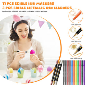 Double-sided tips enable fine lines and broad fills on sugary surfaces.