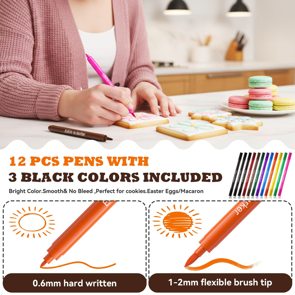 Elegant fondant decoration using Jewem markers with precise lines