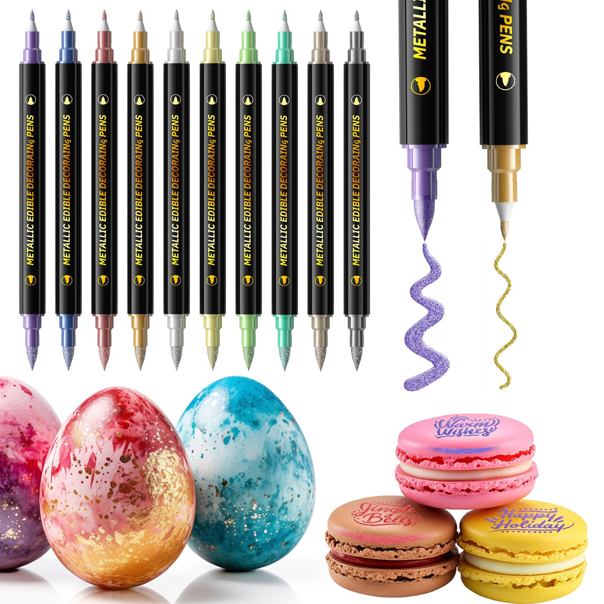 Jewem edible markers shimmer gold on cookies for refined decoration