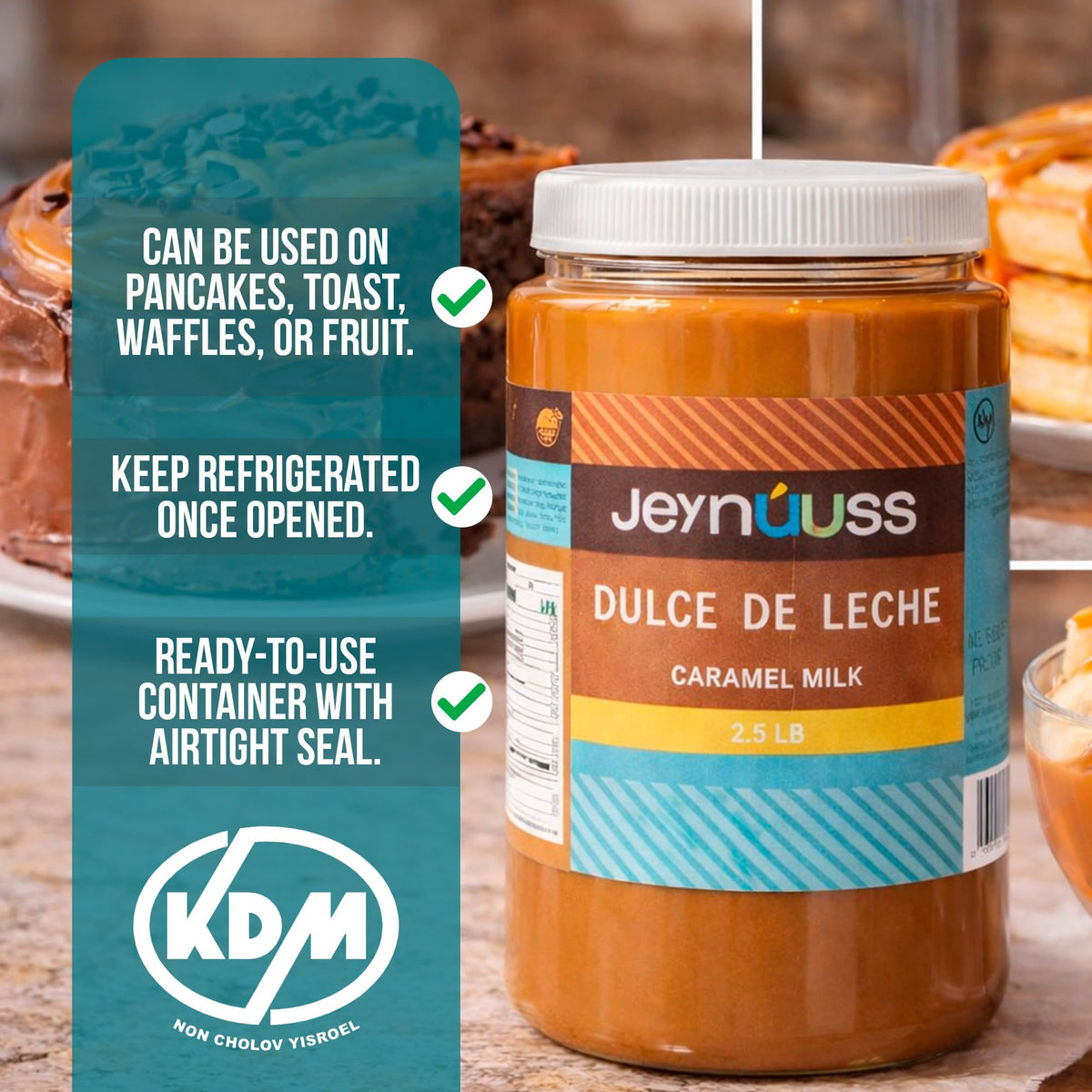 Jeynuuss 2.5lb sealed caramel spread packaging for bakers