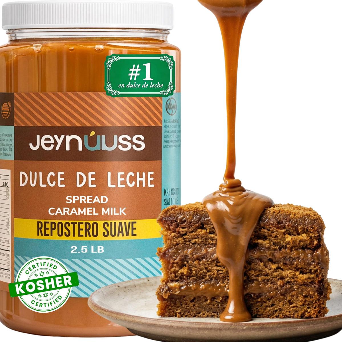 Jeynuuss caramel spread for baking showing thick texture for cake filling