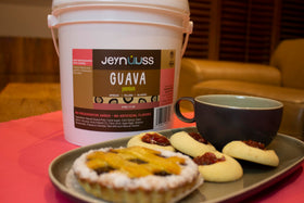 Jeynuuss Guava Pie Filling adds vibrant layers to desserts.