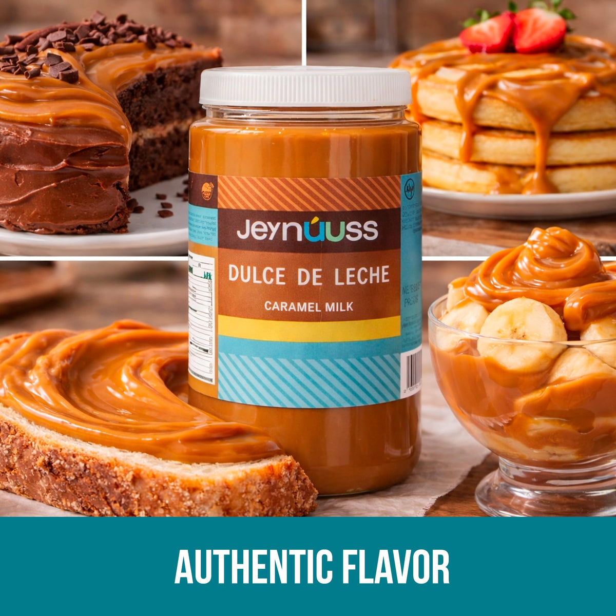Jeynuuss caramel spread ready for piping to decorate desserts