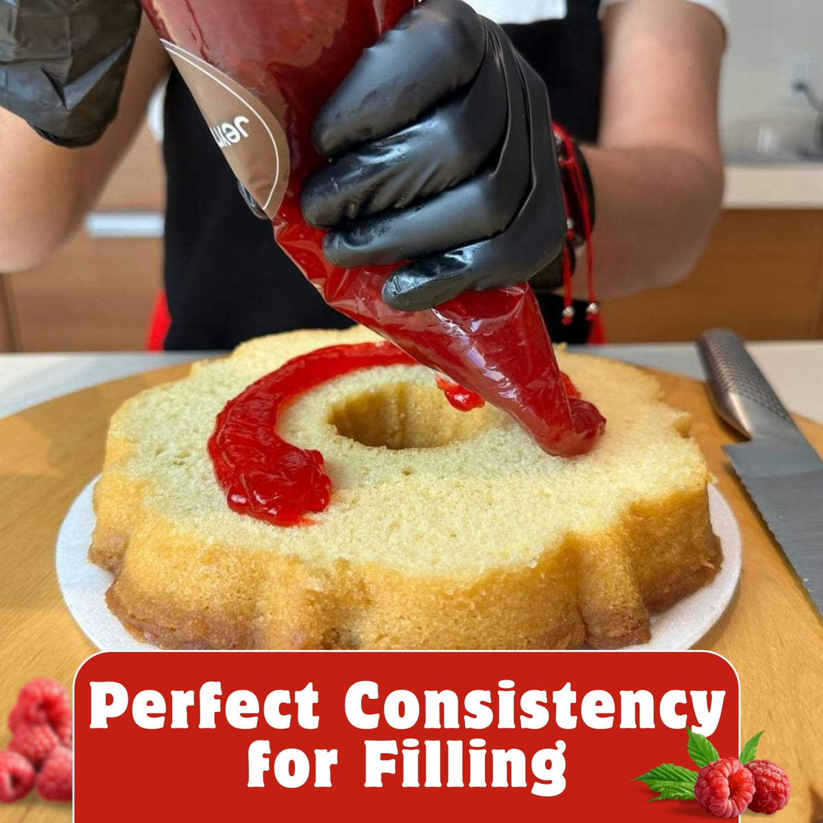 Easy decorating with Jeynuuss raspberry filling on pastries and cakes