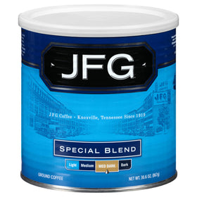 JFG Special Blend can front view highlights bold aroma and body