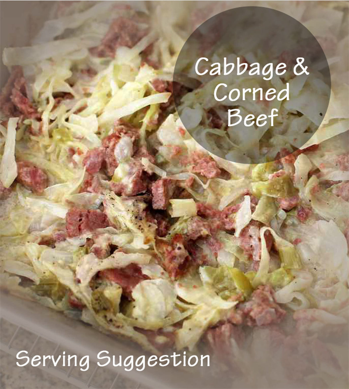 JFS Glory Seasoned Country Cabbage with quick-cabbage-and-corned-beef idea on plate