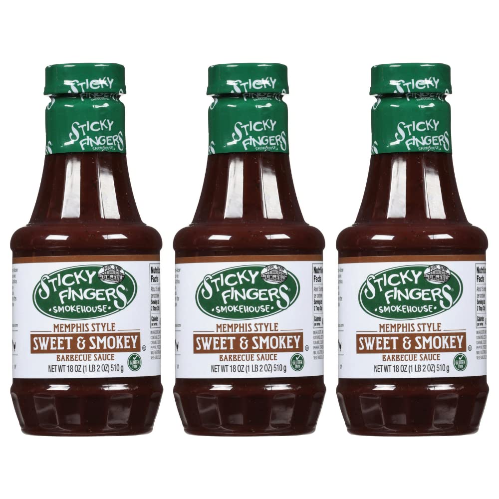 JFS Sticky Fingers Memphis Original BBQ Sauce bottle front, ideal for grilling and dipping