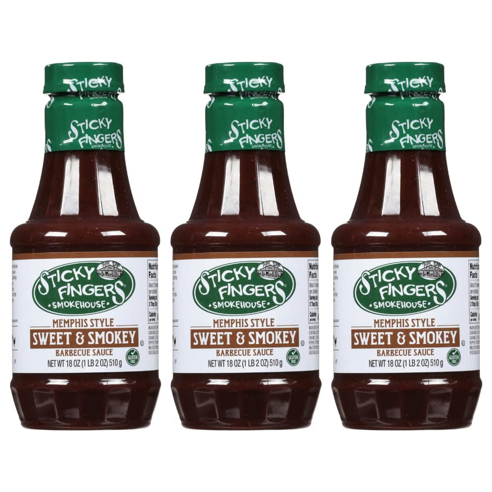 JFS Sticky Fingers Memphis Original BBQ Sauce bottle front, ideal for grilling and dipping