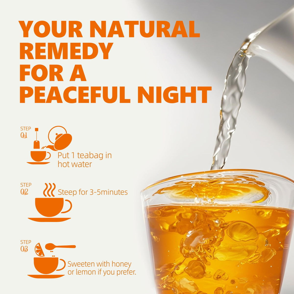 Jiaoming cortisol tea served in cup with steam evokes relaxation.