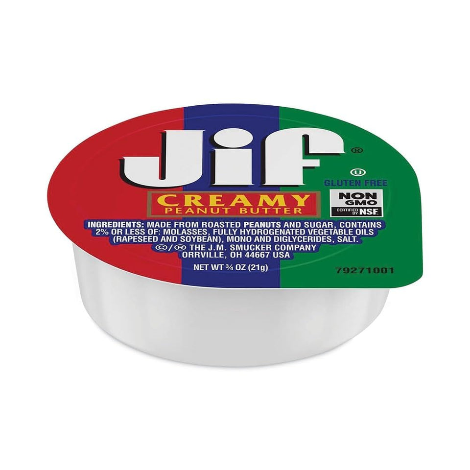 Jif creamy peanut butter 3-4oz portion cup for easy snacking
