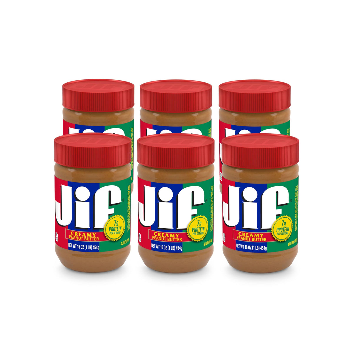 Jif Creamy Peanut Butter jar on a counter ready for quick snacking.