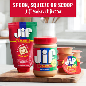 Jif Creamy Peanut Butter nutrition label showing 7 g protein per serving.