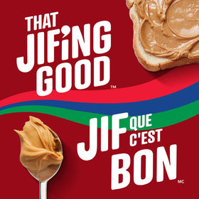Jif Creamy Peanut Butter spread on toast, a convenient protein-rich breakfast idea.