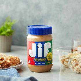 Jif Crunchy Peanut Butter and apples create a wholesome snack.