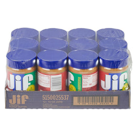 Jif Crunchy Peanut Butter swirl in dessert hints at indulgent treats.