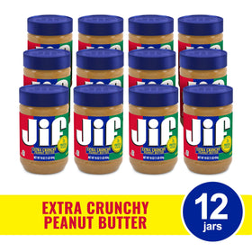 Jif Crunchy Peanut Butter spread on toast highlighting creamy crunch.