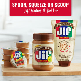 Jif Natural Creamy Peanut Butter with apple slices for a wholesome snack