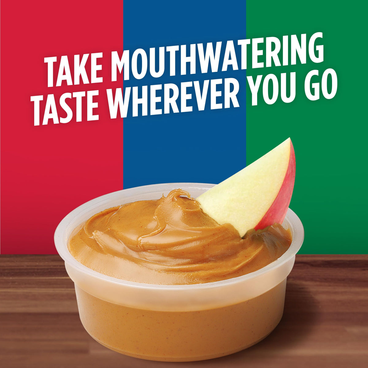 Jif portion cups on tabletop display ideal for buffets