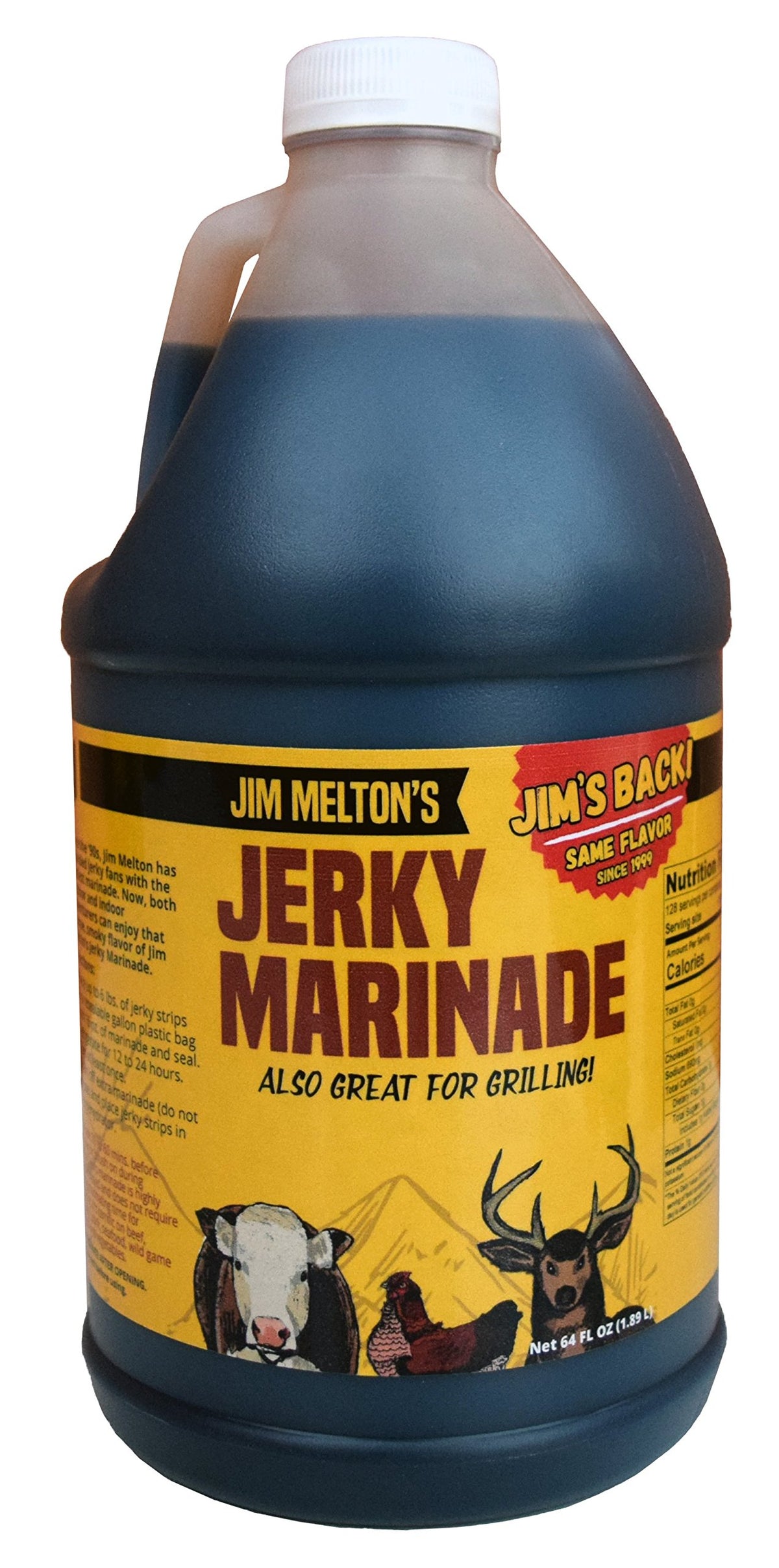 Jim Melton's Jerky Marinade bottle ready to marinate meats for flavorful jerky.