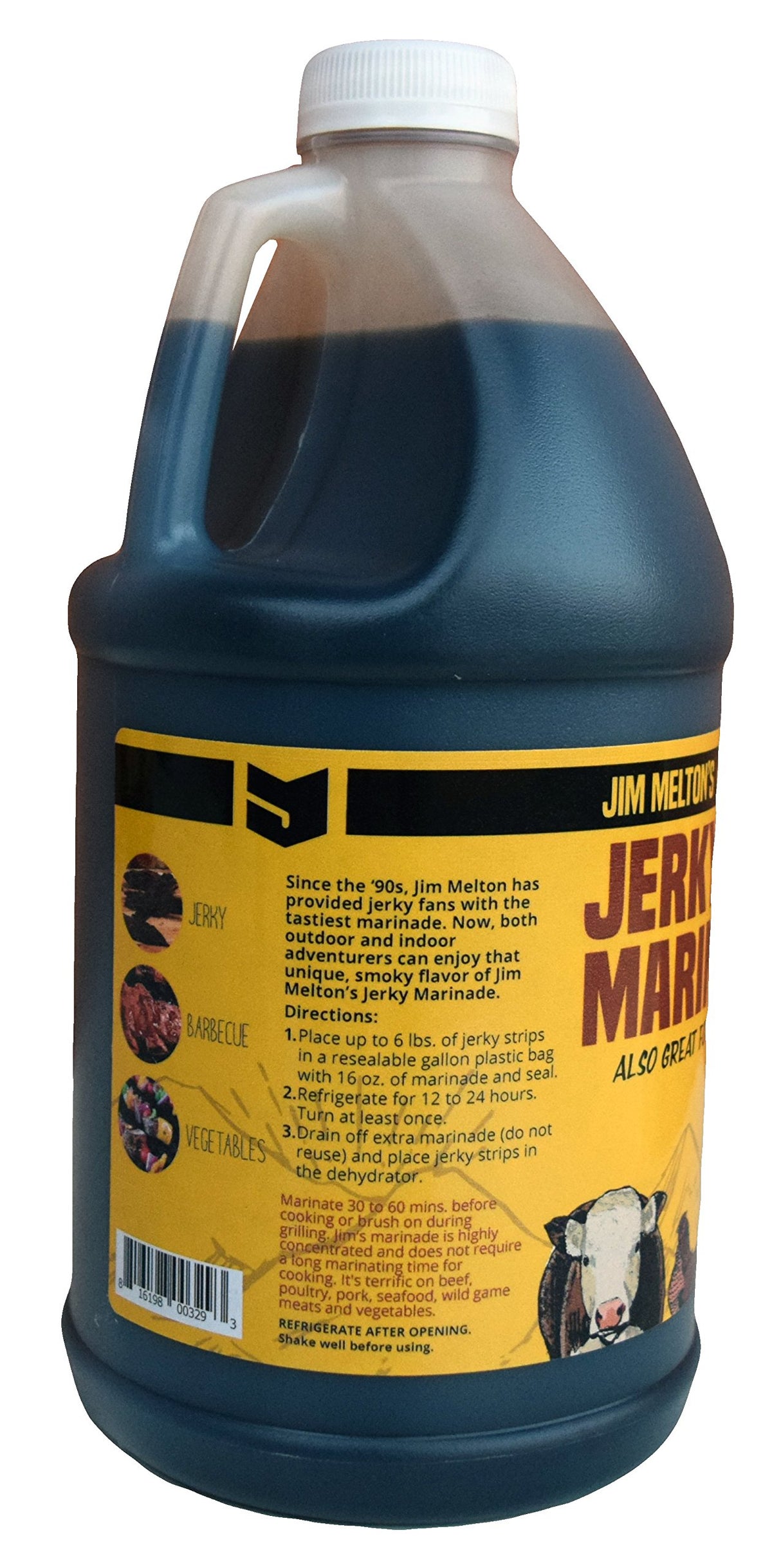 Pouring Jim Melton's Jerky Marinade adds smoky flavor for grilled dishes.