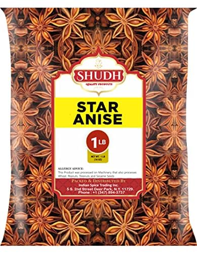 Jimidar star anise whole 1lb in a kitchen setup for flavorful cooking and desserts.